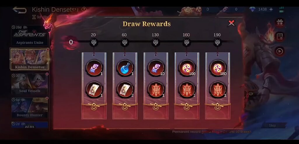 mlbb kishin densetsu rewards