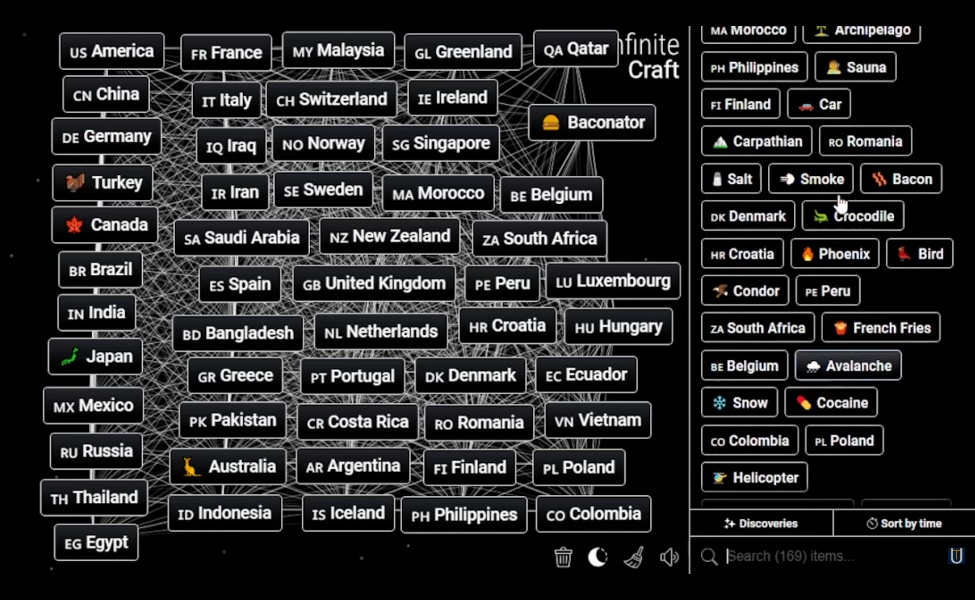 crafting countries in infinite craft