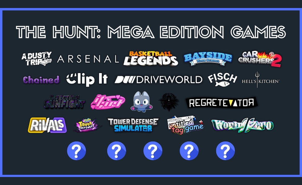 roblox the hunt mega edition 2025 game list