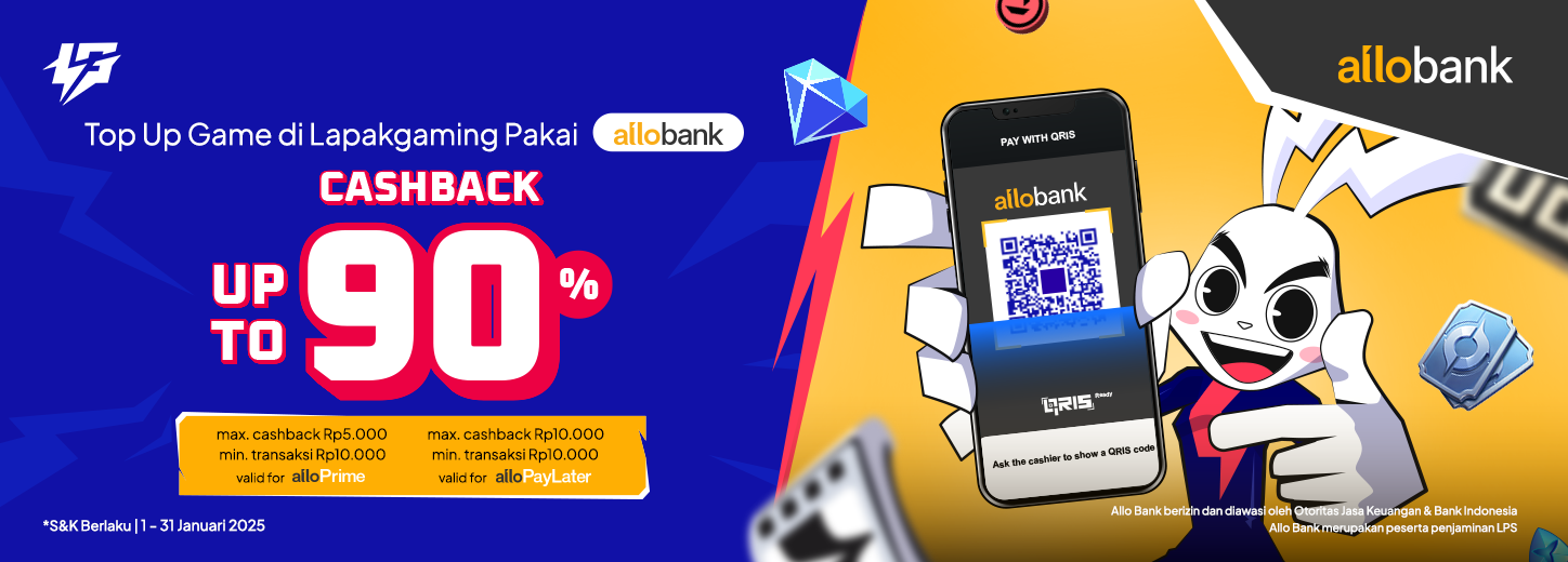 Cashback Hingga 90% untuk Top Up di Lapakgaming pakai Allo PayLater dan Allo Prime! - Blog Lapakgaming